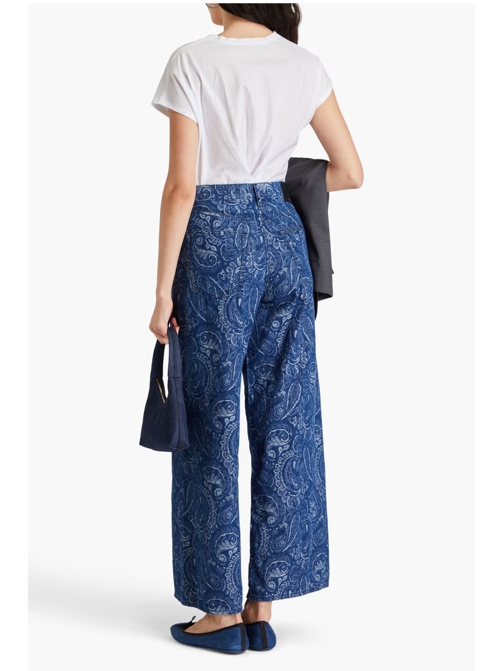 Rag & Bone Sofie Blue Paisley High-Rise Ultra Wide Ankle Jeans NWT - Picture 3 of 4